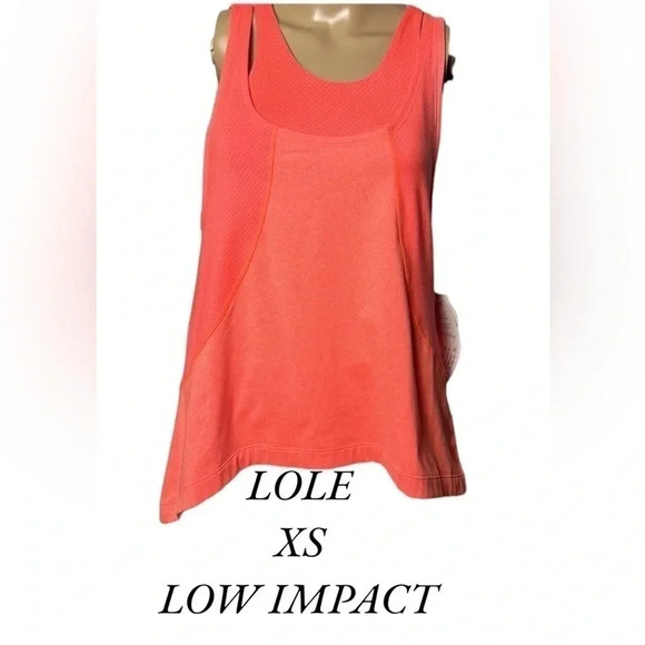 LOLE FAYLINN coral open back racerback tank top , activewear, built in  bra - Picture 2 of 12